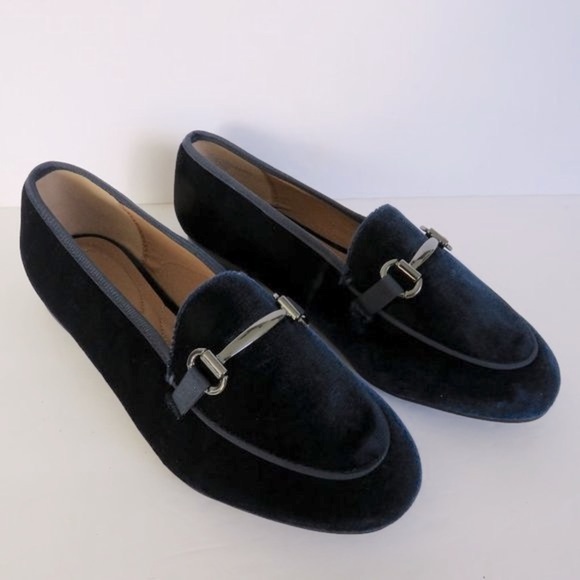 Lane Bryant Shoes - LANE BRYANT Shoes Women's Navy Blue Velvet Loafers Flat Shoes Size 10W NEW